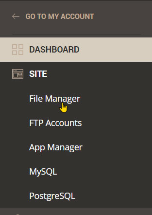 file manager via left menu