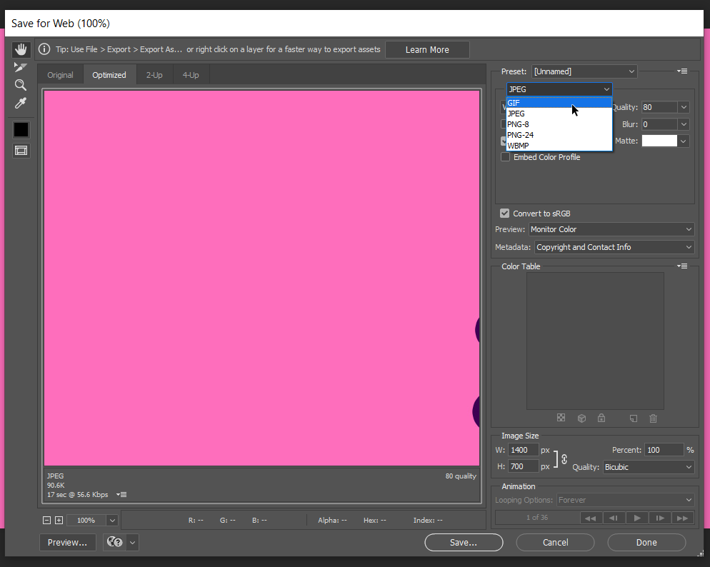 Optimizing a GIF image Step-1