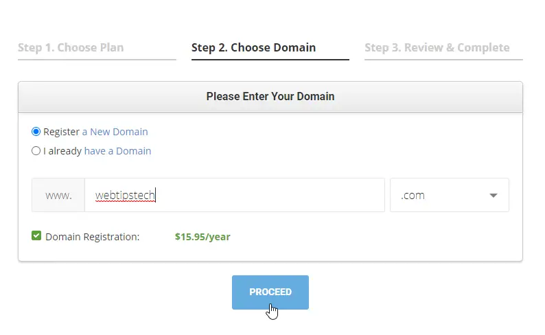 Purchase A Domain And Hosting Plan Step 2