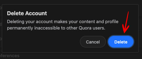 Delete Your Quora Account Step 3
