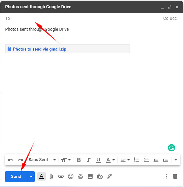 Email Photos Using Google Drive Step 8