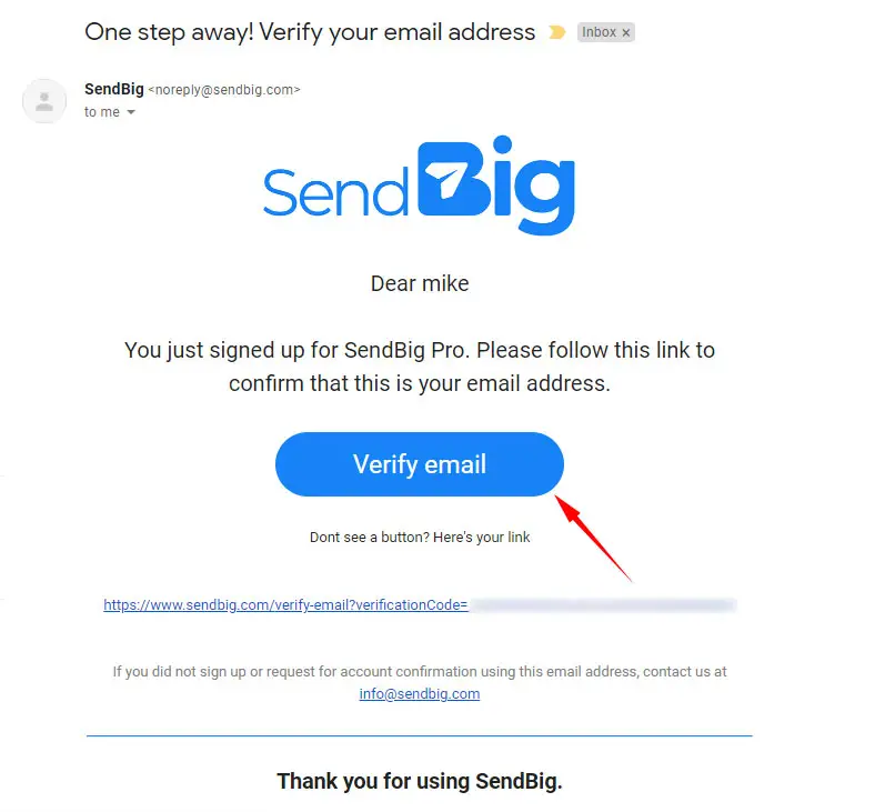 Email Photos Using SendBig Step 5