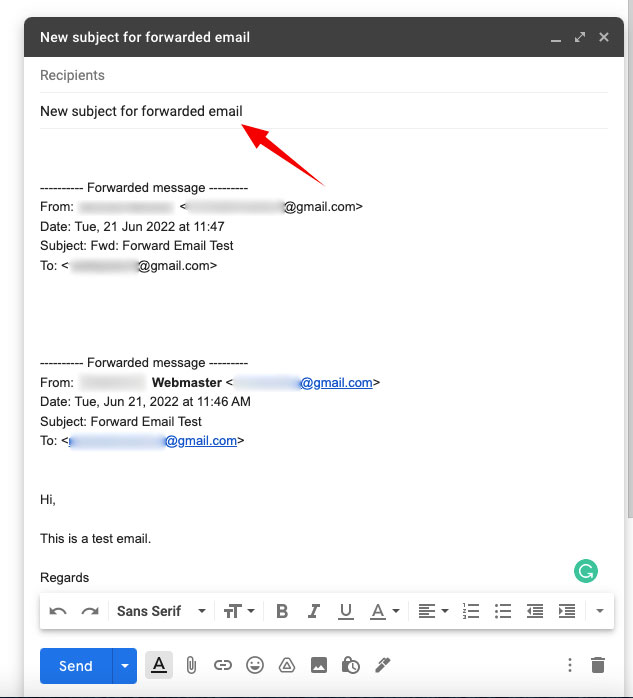 How To Change Subject Line In Gmail When Forwarding Step 5