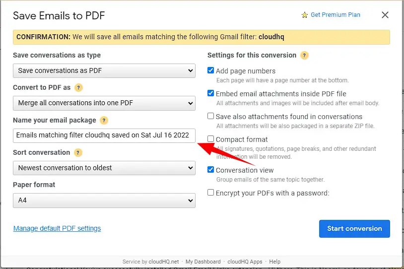 Download And Print Selected Emails Step 2