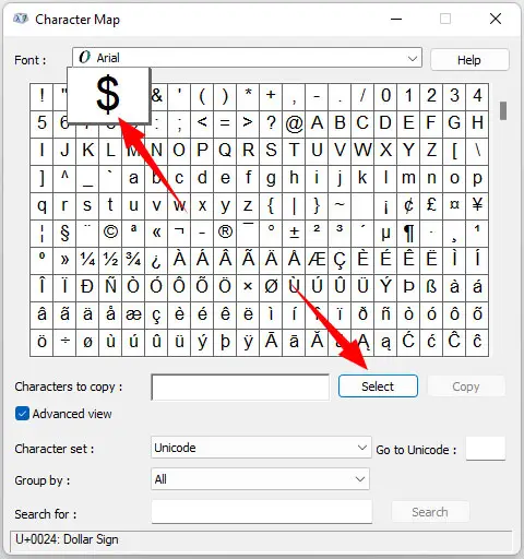 Insert Special Characters In Gmail With Character Map Step 4