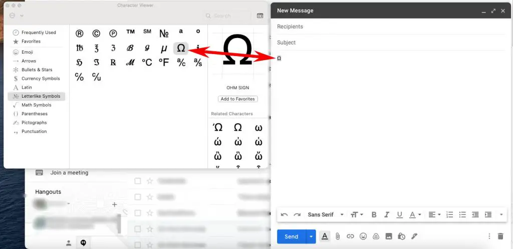 Insert Special Characters In Gmail With Character Viewer Step 4