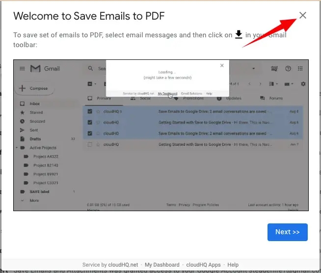 Install The Save Emails To Pdf By CloudHQ Chrome Extension Step 4