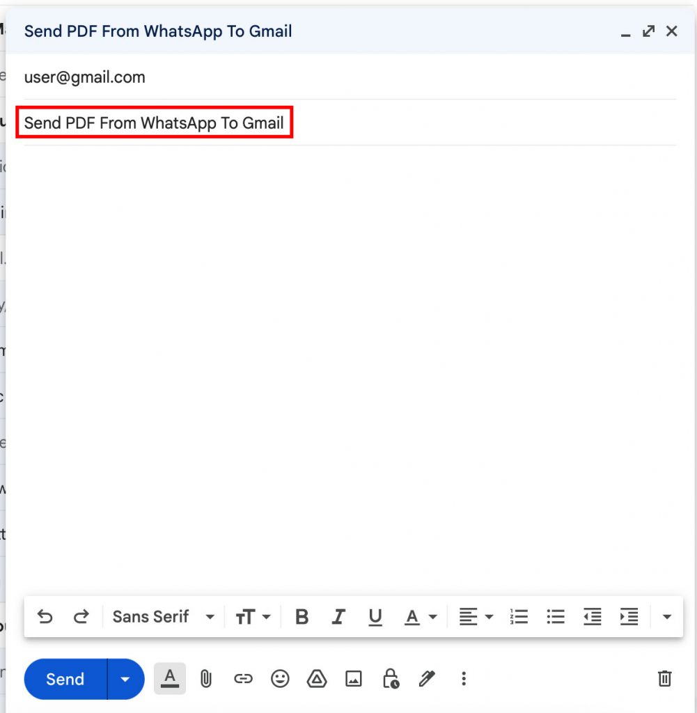 Email The Downloaded PDF Files From WhatsApp Using Gmail Step 4