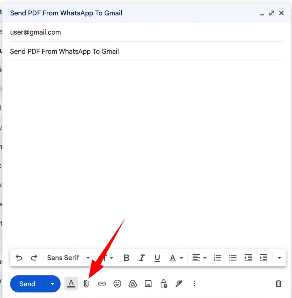 Email The Downloaded PDF Files From WhatsApp Using Gmail Step 5