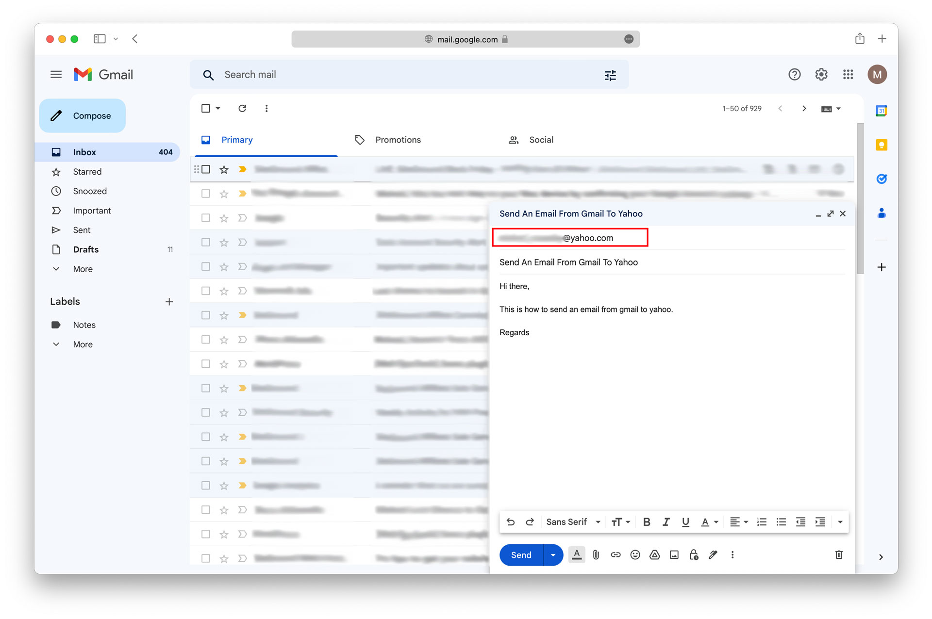 How To Send An Email From Gmail To Yahoo 03