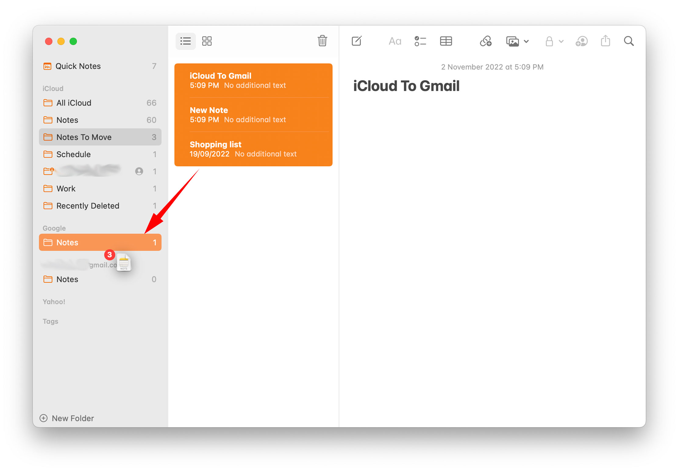 Move Notes From iCloud To Gmail Using A Mac Step 10