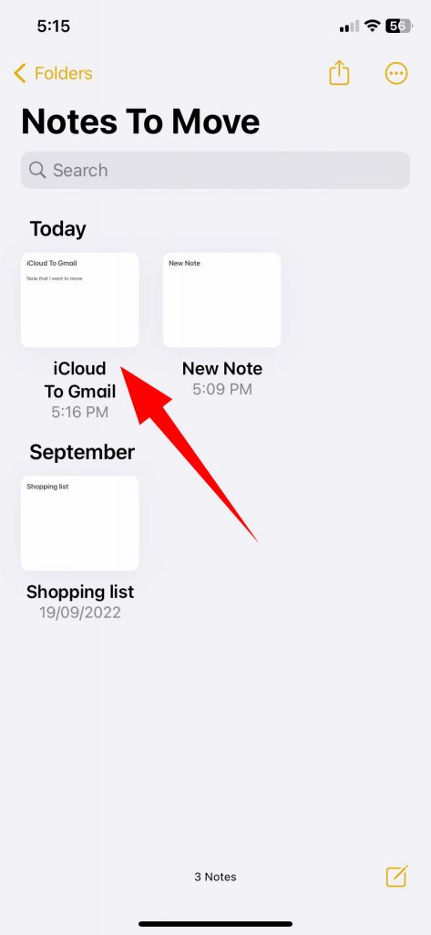 Move Notes From iCloud To Gmail Using An iPhone Step 10