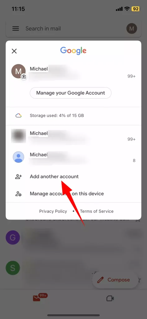 How to Log in to another Gmail account on the Gmail iOS App Step-3