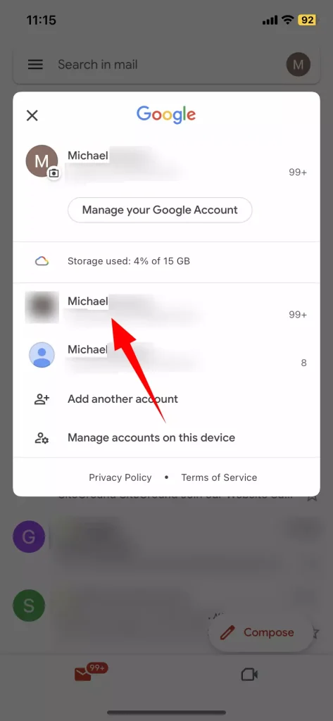 Switch Gmail Accounts On Mobile App Option-2