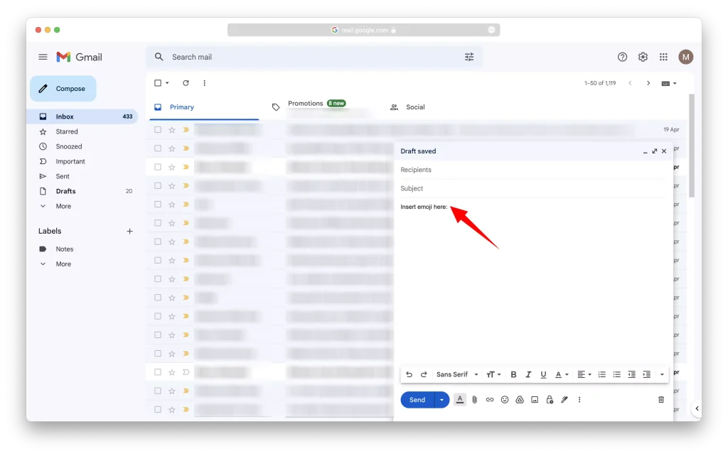 Use The Built-In Gmail Emoji Keyboard Step-2