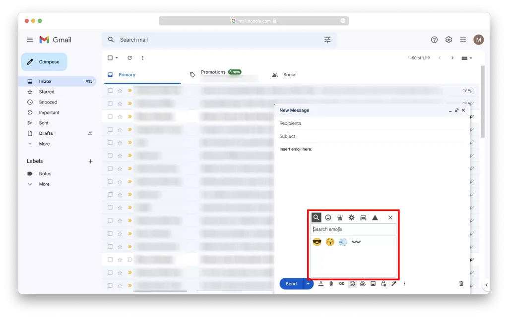 Use The Built-In Gmail Emoji Keyboard Step-4