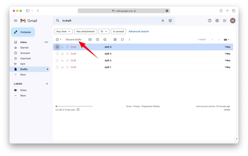 Delete a Single Draft In Gmail Mobile App Method-3 Step-03