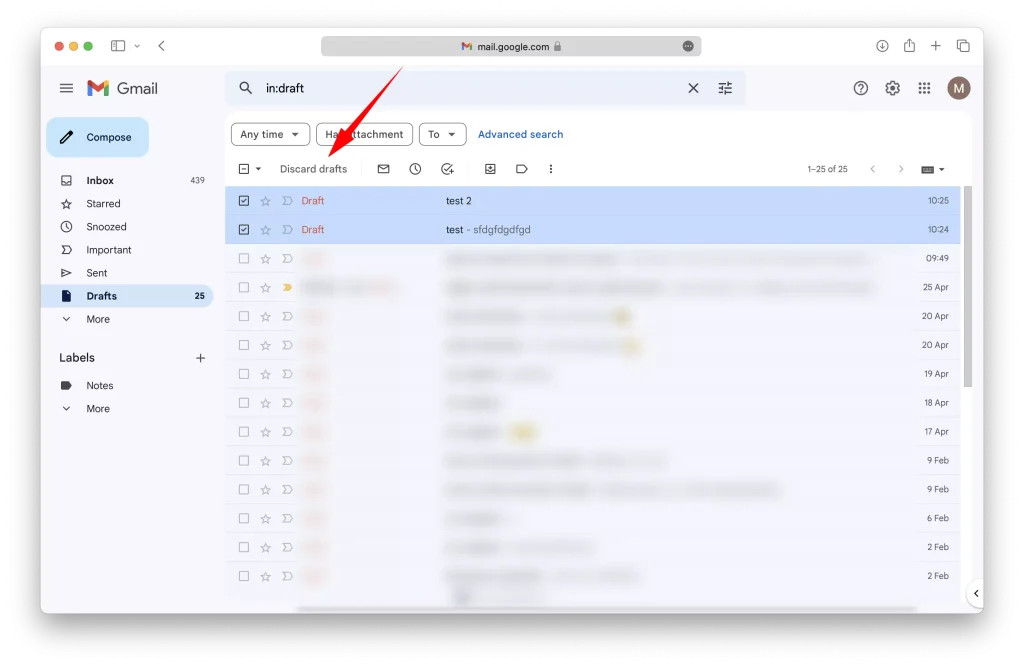 how to delete multiple drafts in Gmail Step-04