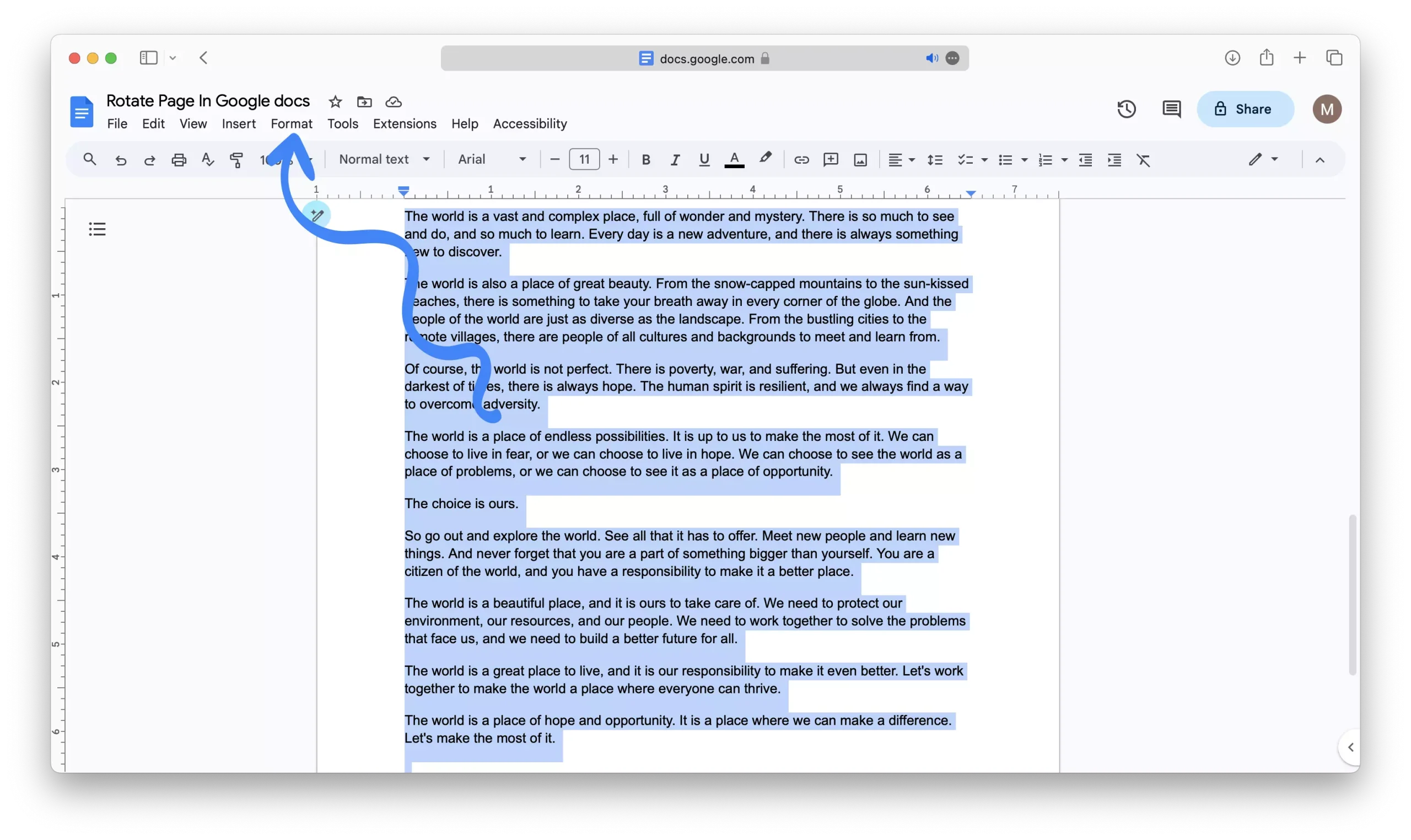 How to Rotate a Single Page in Google Docs 04