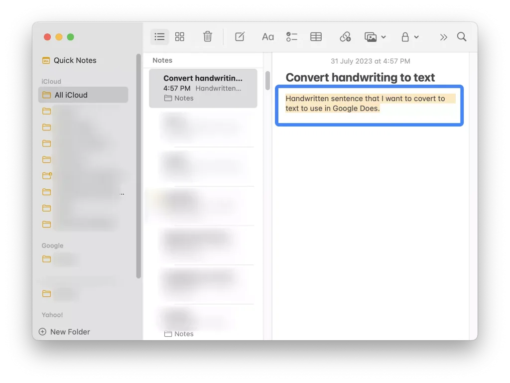 Transfer Converted Text To Google Docs From macOS Notes App 03